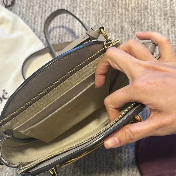 Chloe beige leather and suede pixie round Crossbody Bag - Picture 3 of 9